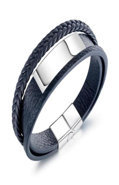n1392 braid multi layer leather bracelet with stainless steel magnetic buckle bangle7813031, Black
n1392 braid multi layer leather bracelet with stainless steel magnetic buckle bangle7813031, Black