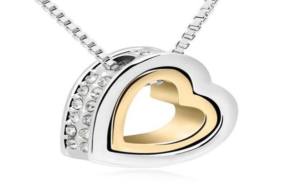 women double heart necklace fashion accessories austrian crystal pendant necklace designer evening party jewelry 12684741004, Silver
women double heart necklace fashion accessories austrian crystal pendant necklace designer evening party jewelry 12684741004, Silver