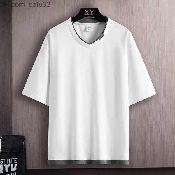 men's t-shirts 2023 summer new men's tshirt v-neck fake two piece design fashion tees streetwear clothing men t-shirt z230714, White;black
men's t-shirts 2023 summer new men's tshirt v-neck fake two piece design fashion tees streetwear clothing men t-shirt z230714, White;black