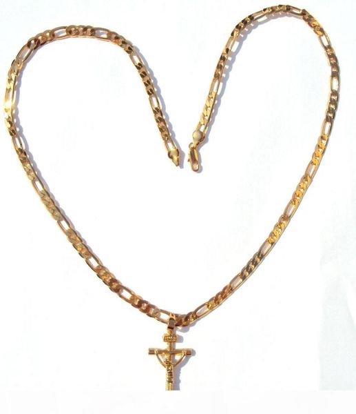 24k solid yellow gold gf 6mm italian figaro link chain necklace 24quot womens mens jesus crucifix cross pendant5047310, Silver
24k solid yellow gold gf 6mm italian figaro link chain necklace 24quot womens mens jesus crucifix cross pendant5047310, Silver