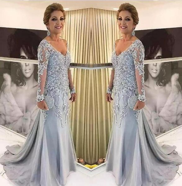 elegant blue silver mother of the bride dresses long sleeves 2021 v neck godmother evening dress wedding party guest gowns new1045967, Black;red
elegant blue silver mother of the bride dresses long sleeves 2021 v neck godmother evening dress wedding party guest gowns new1045967, Black;red