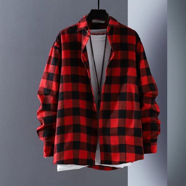 men's jackets casual shirts for men clothing fashion lapel plaid shirt harajuku checkered long sleeve chaquetas 230714, Black;brown
men's jackets casual shirts for men clothing fashion lapel plaid shirt harajuku checkered long sleeve chaquetas 230714, Black;brown