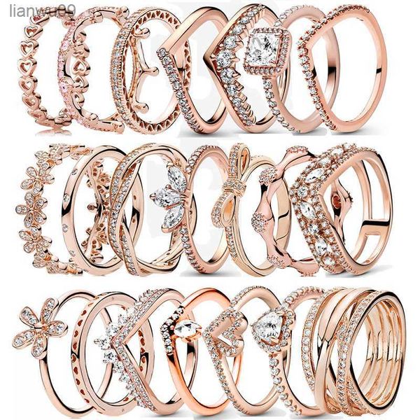 925 sterling silver rings for women original infinity love heart crown engagement wedding ring rose gold crystals luxury jewelry l230704, Golden;silver
925 sterling silver rings for women original infinity love heart crown engagement wedding ring rose gold crystals luxury jewelry l230704, Golden;silver