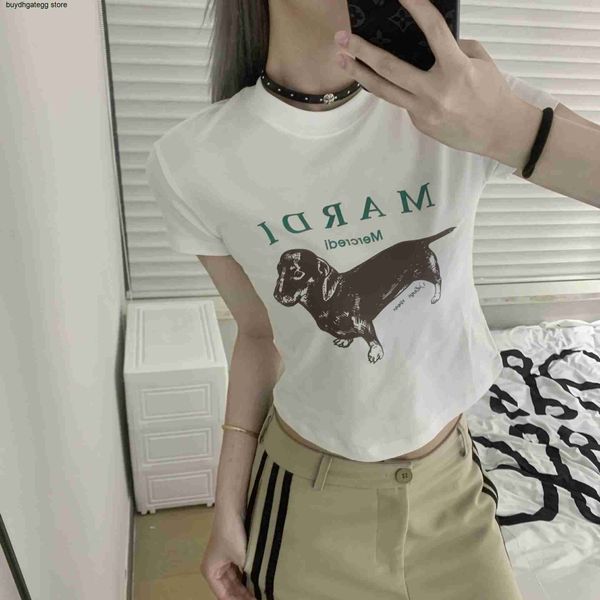 women's t-shirts fashion brand mardi mercredi sausage dog letter short sleeve spicy girl slim fit versatile, White
women's t-shirts fashion brand mardi mercredi sausage dog letter short sleeve spicy girl slim fit versatile, White