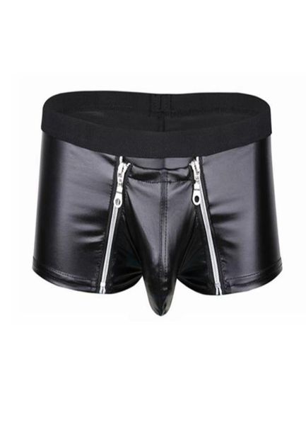 underpants mens lingerie faux leather underwear bulge pouch with double zipper closure boxer briefs low rise male panties3791759, Black;white
underpants mens lingerie faux leather underwear bulge pouch with double zipper closure boxer briefs low rise male panties3791759, Black;white