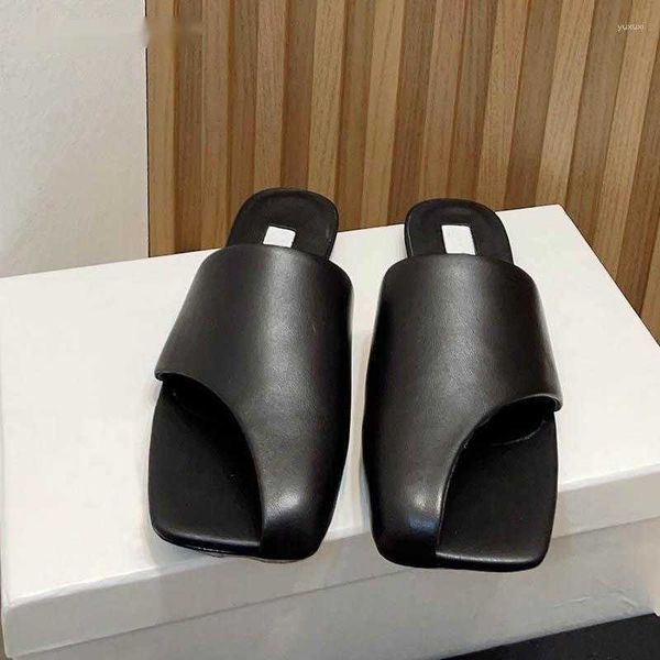 slippers retro muller 2023 summer fashion gold flat bottom square head half toe genuine leather sandals, Black
slippers retro muller 2023 summer fashion gold flat bottom square head half toe genuine leather sandals, Black