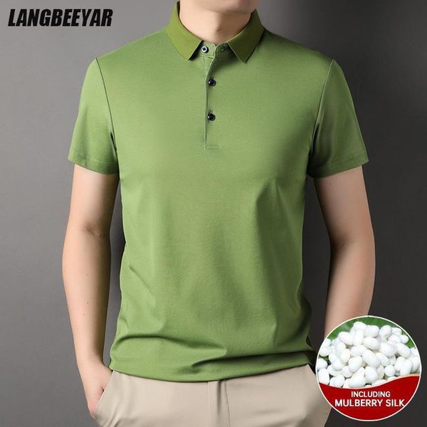 men's polos grade 4.7% mulberry silk summer brand luxury brand polo men shirt short sleeve plain casual fashions men clothes 230713, White;black
men's polos grade 4.7% mulberry silk summer brand luxury brand polo men shirt short sleeve plain casual fashions men clothes 230713, White;black