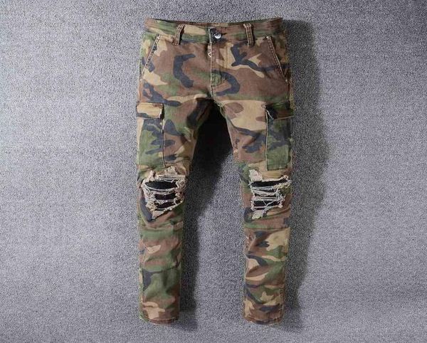 536 high street fashion brand multi pocket amirs jeans patch camouflage hole elastic slim fit2222941, Blue
536 high street fashion brand multi pocket amirs jeans patch camouflage hole elastic slim fit2222941, Blue