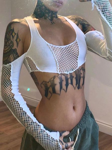women's t shirt 2000s off shoulder crop long sleeve fishnet hollow out shirts gothic and blouses female clubwear 230714, White
women's t shirt 2000s off shoulder crop long sleeve fishnet hollow out shirts gothic and blouses female clubwear 230714, White