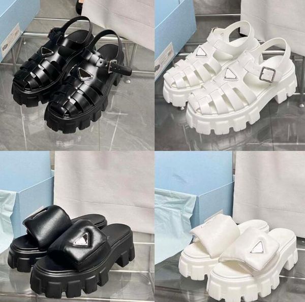 r luxury rubber sandals soft padded nappa leather sandals women platform slides triangle metal logo slippers retro beach round thick bottom, Black
r luxury rubber sandals soft padded nappa leather sandals women platform slides triangle metal logo slippers retro beach round thick bottom, Black