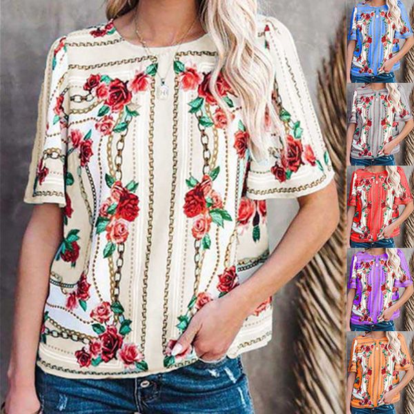 2023 spring/summer new women's t-shirt round neck short sleeve t-shirts fashion casual printed tees, White
2023 spring/summer new women's t-shirt round neck short sleeve t-shirts fashion casual printed tees, White