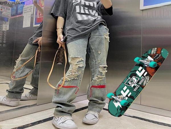 men039s jeans straight pants and women039s hip hop skateboarding y2k loose pierced1922736, Blue 
men039s jeans straight pants and women039s hip hop skateboarding y2k loose pierced1922736, Blue