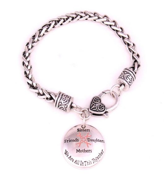 breast cancer awareness pink ribbon sisters friends daughters mothers we are in this together charm wheat link leather chain brace9200599, Golden;silver
breast cancer awareness pink ribbon sisters friends daughters mothers we are in this together charm wheat link leather chain brace9200599, Golden;silver