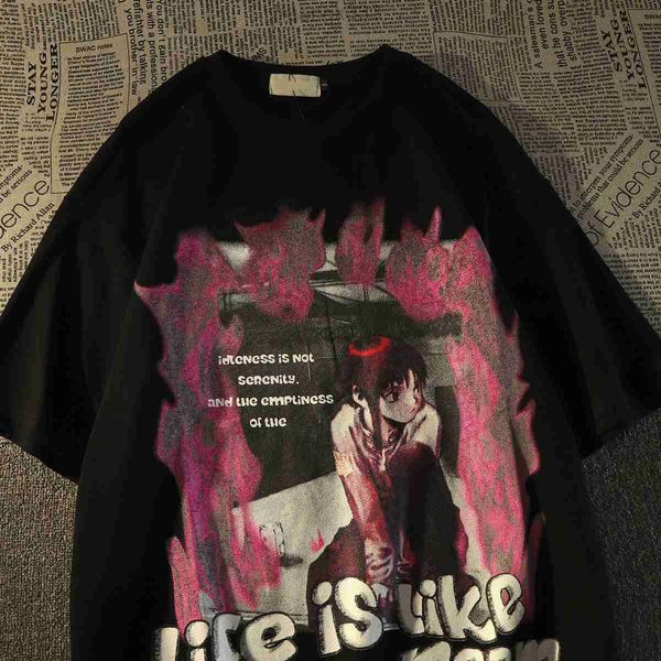 stussys europe and america fashion brand dark anime pure cotton short sleeved t-shirt women and men street style loose ins lovers half sleev, White;black
stussys europe and america fashion brand dark anime pure cotton short sleeved t-shirt women and men street style loose ins lovers half sleev, White;black