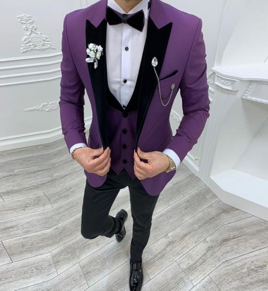 customized groom wedding tuxedos purple 3 pieces slim fit pant suits prom party business suit outfit jacket vest black pants 9595298, Black;gray
customized groom wedding tuxedos purple 3 pieces slim fit pant suits prom party business suit outfit jacket vest black pants 9595298, Black;gray