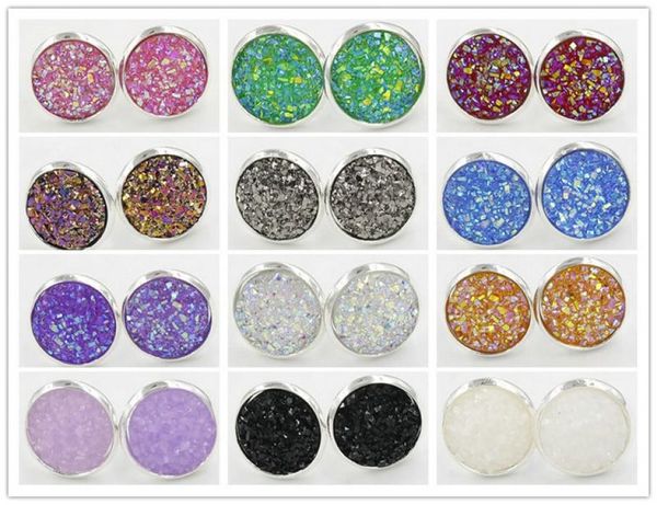 12mm womens resin druzy crystals gem 925 silver plated color stud bling earrings jewelry gift7027179, Golden;silver
12mm womens resin druzy crystals gem 925 silver plated color stud bling earrings jewelry gift7027179, Golden;silver