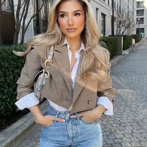 women s suits blazers sltnx fashion 2023 for woman plaid female chic casual loose short blazer ladies spring summer coats clothes 230715, White;black
women s suits blazers sltnx fashion 2023 for woman plaid female chic casual loose short blazer ladies spring summer coats clothes 230715, White;black
