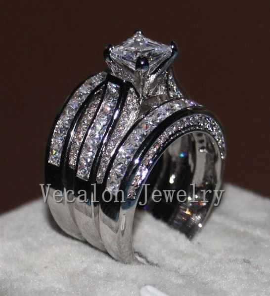 vecalon fine jewelry princess cut 20ct 5a zircon cz wedding band ring set for women 14kt white gold filled finger ring3994696, Slivery;golden
vecalon fine jewelry princess cut 20ct 5a zircon cz wedding band ring set for women 14kt white gold filled finger ring3994696, Slivery;golden