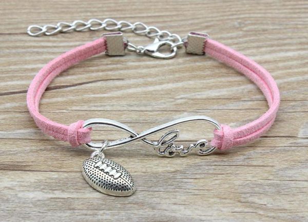 infinity love football charm suede leather bracelets pink red black gifts for women men sports team bracelets jewelry8122059, Golden;silver 
infinity love football charm suede leather bracelets pink red black gifts for women men sports team bracelets jewelry8122059, Golden;silver