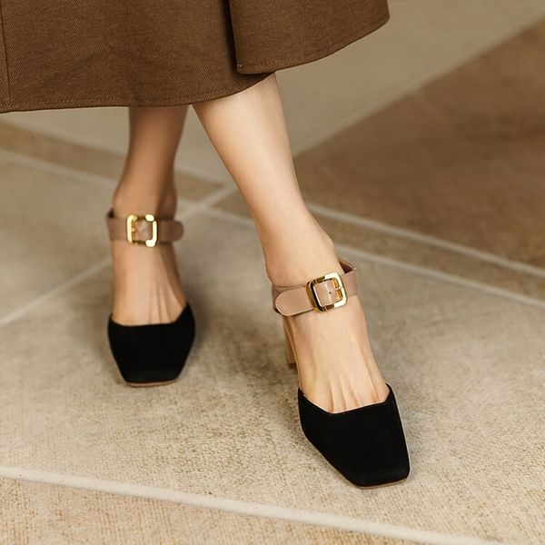 sandals sheep suede leather shoes women summer/spring women sandals square toe high heels cover heel shoes for women retro mary janes 230714, Black
sandals sheep suede leather shoes women summer/spring women sandals square toe high heels cover heel shoes for women retro mary janes 230714, Black
