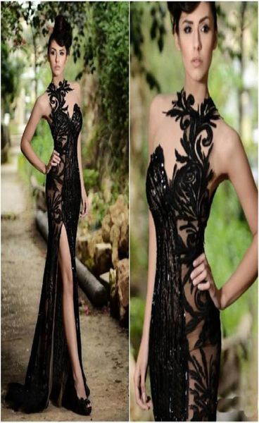 elegant high neck side split evening dresses lace appliqued sequins long prom dress real images formal gowns2343619, Black;red
elegant high neck side split evening dresses lace appliqued sequins long prom dress real images formal gowns2343619, Black;red