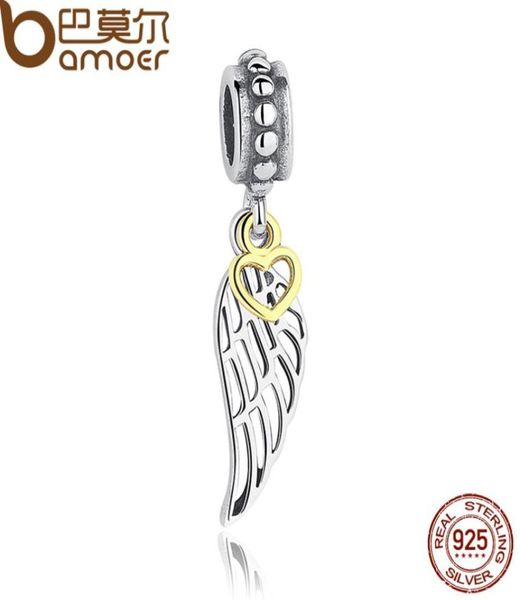 style 925 sterling silver angel wing pendant & charm fit bracelet with glimmering gold color heart two-tone dangle pas0471631735, Bronze;silver
style 925 sterling silver angel wing pendant & charm fit bracelet with glimmering gold color heart two-tone dangle pas0471631735, Bronze;silver