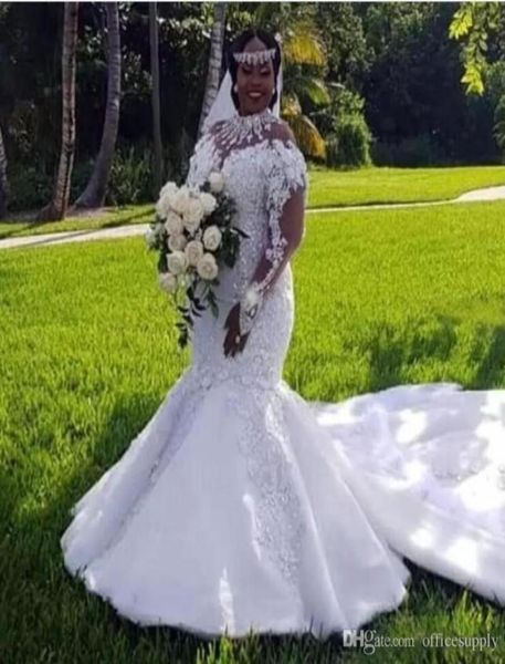 african bridal gowns plus size wedding dresses high neckline illusion long sleeve appliques beaded mermaid court train3770270, White
african bridal gowns plus size wedding dresses high neckline illusion long sleeve appliques beaded mermaid court train3770270, White