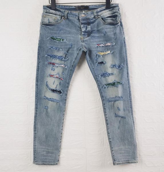falection mens 21ss amimike jeans distressed art work patch ripped denim jeans7125679, Blue
falection mens 21ss amimike jeans distressed art work patch ripped denim jeans7125679, Blue