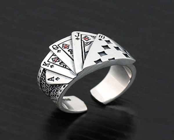 new trending lucky card ring vintage personality openended alloy lucky punk card band ring with red gemstone for men and women jz8680984, Silver
new trending lucky card ring vintage personality openended alloy lucky punk card band ring with red gemstone for men and women jz8680984, Silver