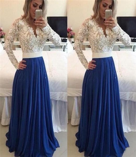 long sleeves lace prom dresses pearls beaded blue chiffon evening dress a line formal party dress long pageant gowns6840098, Black
long sleeves lace prom dresses pearls beaded blue chiffon evening dress a line formal party dress long pageant gowns6840098, Black