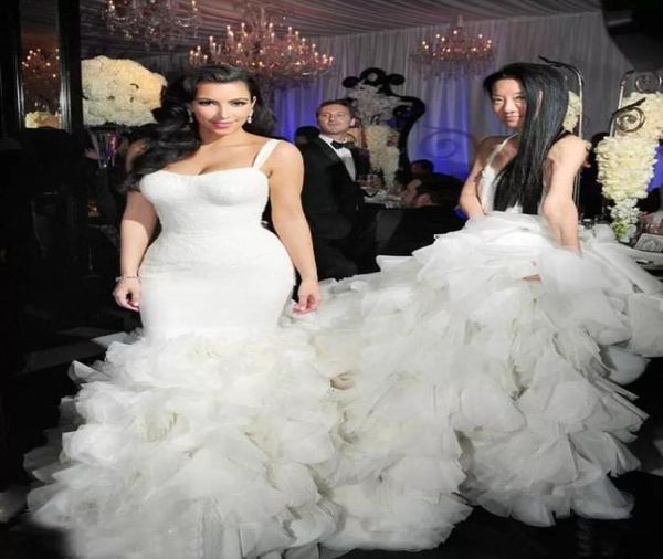 luxury kim kardashian mermaid wedding dresses straps organza ruffle skirt long chapel train formal trumpet bridal gowns custo4716560, White
luxury kim kardashian mermaid wedding dresses straps organza ruffle skirt long chapel train formal trumpet bridal gowns custo4716560, White