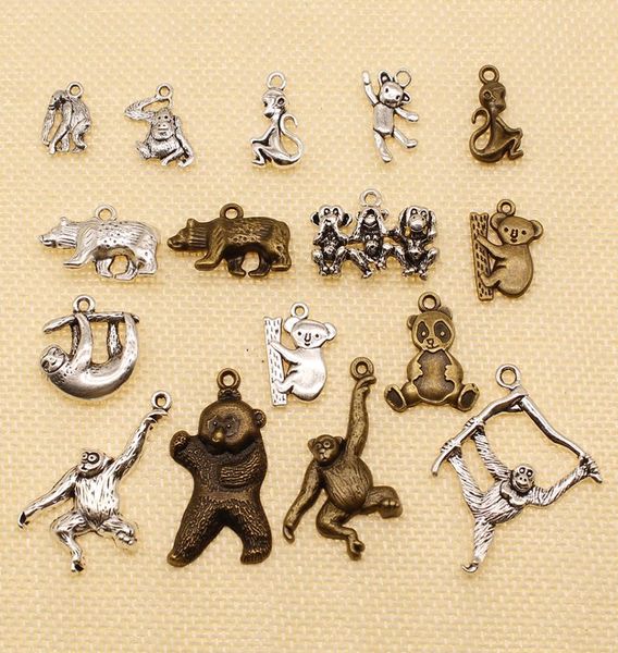 40 pieces silver charm or pendants jewelry making animal monkey orangutan koala bear panda sloth hj0285702001, Bronze;silver
40 pieces silver charm or pendants jewelry making animal monkey orangutan koala bear panda sloth hj0285702001, Bronze;silver