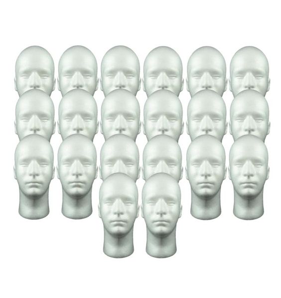 20x male styrofoam mannequin head display model manikin head for wig glasses5104780, White
20x male styrofoam mannequin head display model manikin head for wig glasses5104780, White