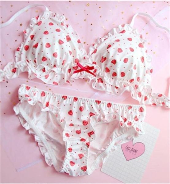 strawberry print japanese milk silk bra panties set wire soft underwear intimates set kawaii lolita bra and panty set y2002765085, Red;black
strawberry print japanese milk silk bra panties set wire soft underwear intimates set kawaii lolita bra and panty set y2002765085, Red;black