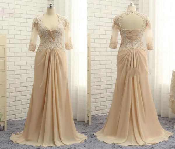 betautiful champagne mother of the bride groom dresses 2022 with illusion 34 sleeves lace keyhole back applique chiffon long even3152898, Black;red
betautiful champagne mother of the bride groom dresses 2022 with illusion 34 sleeves lace keyhole back applique chiffon long even3152898, Black;red