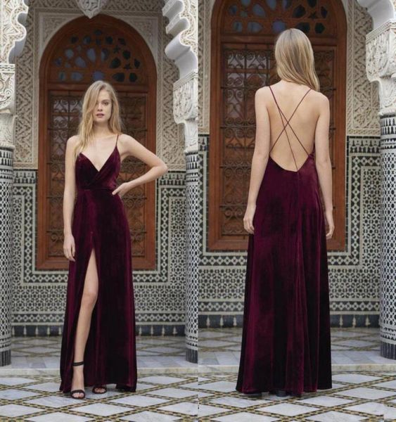 burgundy velvet spaghetti dresses evening wear 2017 backless criss cross high split floor length prom party gowns en1104005568, Black;red
burgundy velvet spaghetti dresses evening wear 2017 backless criss cross high split floor length prom party gowns en1104005568, Black;red