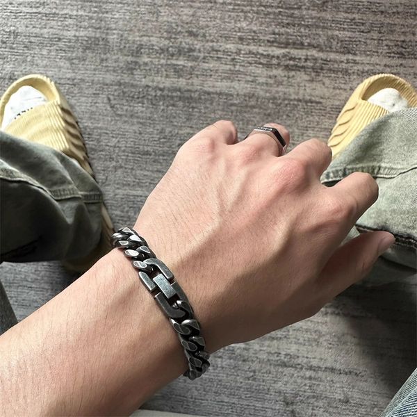 european and american cuban bracelet titanium steel retro hip hop couple cold men and women trend, Black
european and american cuban bracelet titanium steel retro hip hop couple cold men and women trend, Black