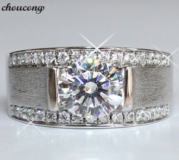 choucong 2018 solitaire men ring 7mm diamond 925 sterling silver engagement wedding band rings for men fashion jewelry1683471, Slivery;golden