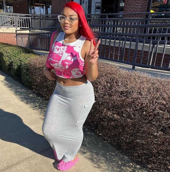 2023ins spicy girl summer print t-shirt tank fat sister, White
2023ins spicy girl summer print t-shirt tank fat sister, White