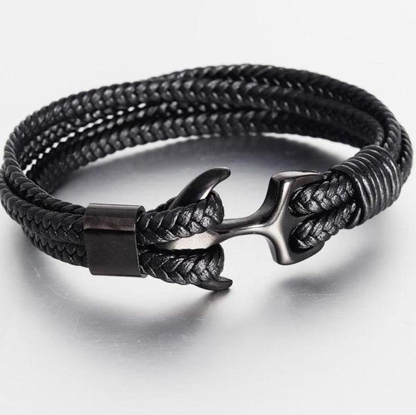 men039s titanium steel bracelet black personality leather woven anchor rope for men gift charm bracelets1223964, Golden;silver
men039s titanium steel bracelet black personality leather woven anchor rope for men gift charm bracelets1223964, Golden;silver
