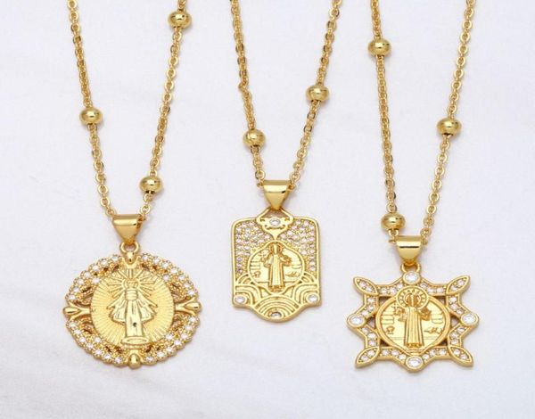pendant necklaces flola bead chain saint benedict medal necklace copper zircon white stone short gold plated catholic jewelry nkea7604614, Silver
pendant necklaces flola bead chain saint benedict medal necklace copper zircon white stone short gold plated catholic jewelry nkea7604614, Silver