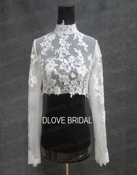 real po high neck long sleeve bridal jacket lace appliqued tulle wedding party dress sheer wraps bolero with covered buttons cu6878679, White
real po high neck long sleeve bridal jacket lace appliqued tulle wedding party dress sheer wraps bolero with covered buttons cu6878679, White