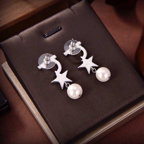 designer women earrings diamond inlaid pentagram shape jewelry white pearl pendant earring including brand box preferred gift, Silver
designer women earrings diamond inlaid pentagram shape jewelry white pearl pendant earring including brand box preferred gift, Silver
