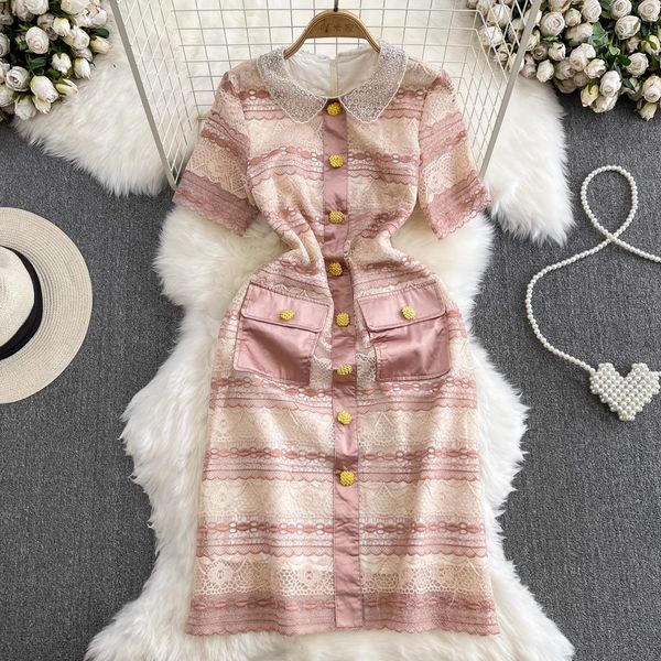 luxury and elegant dress with a small fragrant short sleeve doll neck waist wrapped slim a-line lace dress, Black;gray
luxury and elegant dress with a small fragrant short sleeve doll neck waist wrapped slim a-line lace dress, Black;gray