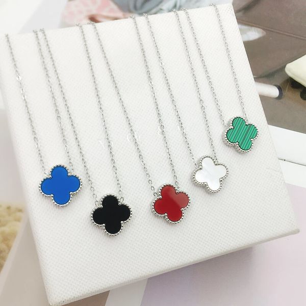 silver plated double side clover pendant necklace stainless steel jewelry for women gift
silver plated double side clover pendant necklace stainless steel jewelry for women gift