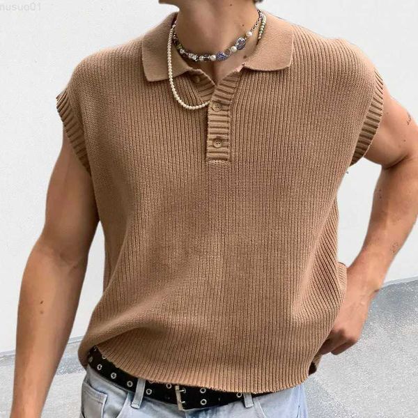 men's t-shirts 2023 fashion mens knit polo shirt sleeveless lapel button loose tee spring summer casual trend polos tshirt men clothin, White;black
men's t-shirts 2023 fashion mens knit polo shirt sleeveless lapel button loose tee spring summer casual trend polos tshirt men clothin, White;black