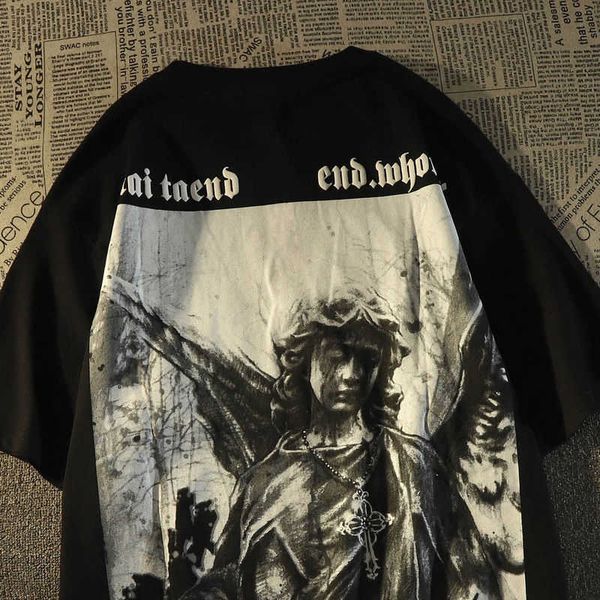 stussys 100% pure cotton european and american trendy brand dark black angel short sleeved t-shirt for men's ins loose street style ame, White;black
stussys 100% pure cotton european and american trendy brand dark black angel short sleeved t-shirt for men's ins loose street style ame, White;black