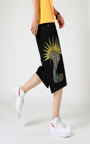 mens hiphop denim baggy fit jeans designer loose snake embroidery big size black shorts male9982895, Blue
mens hiphop denim baggy fit jeans designer loose snake embroidery big size black shorts male9982895, Blue