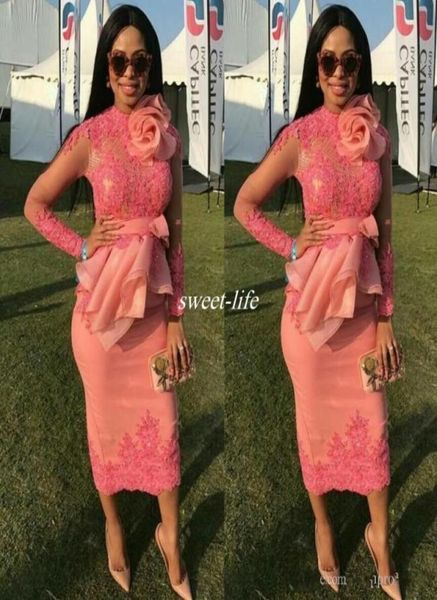 african lace appliques cocktail dresses with handmade flower sheer long sleeves tea length evening gowns chiffon ruffles peplum pa8648497, Black
african lace appliques cocktail dresses with handmade flower sheer long sleeves tea length evening gowns chiffon ruffles peplum pa8648497, Black