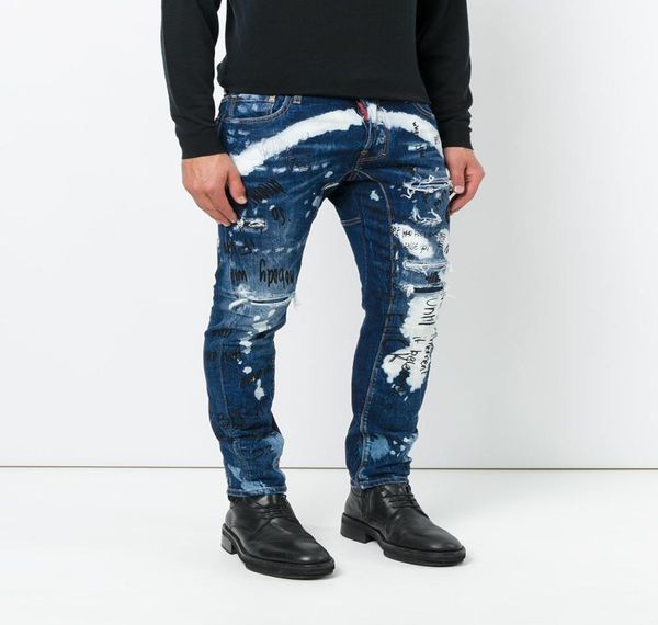 men distressed graffiti jeans brand clothing fashion straight male pants classic denim trousers men jeans8431714, Blue
men distressed graffiti jeans brand clothing fashion straight male pants classic denim trousers men jeans8431714, Blue